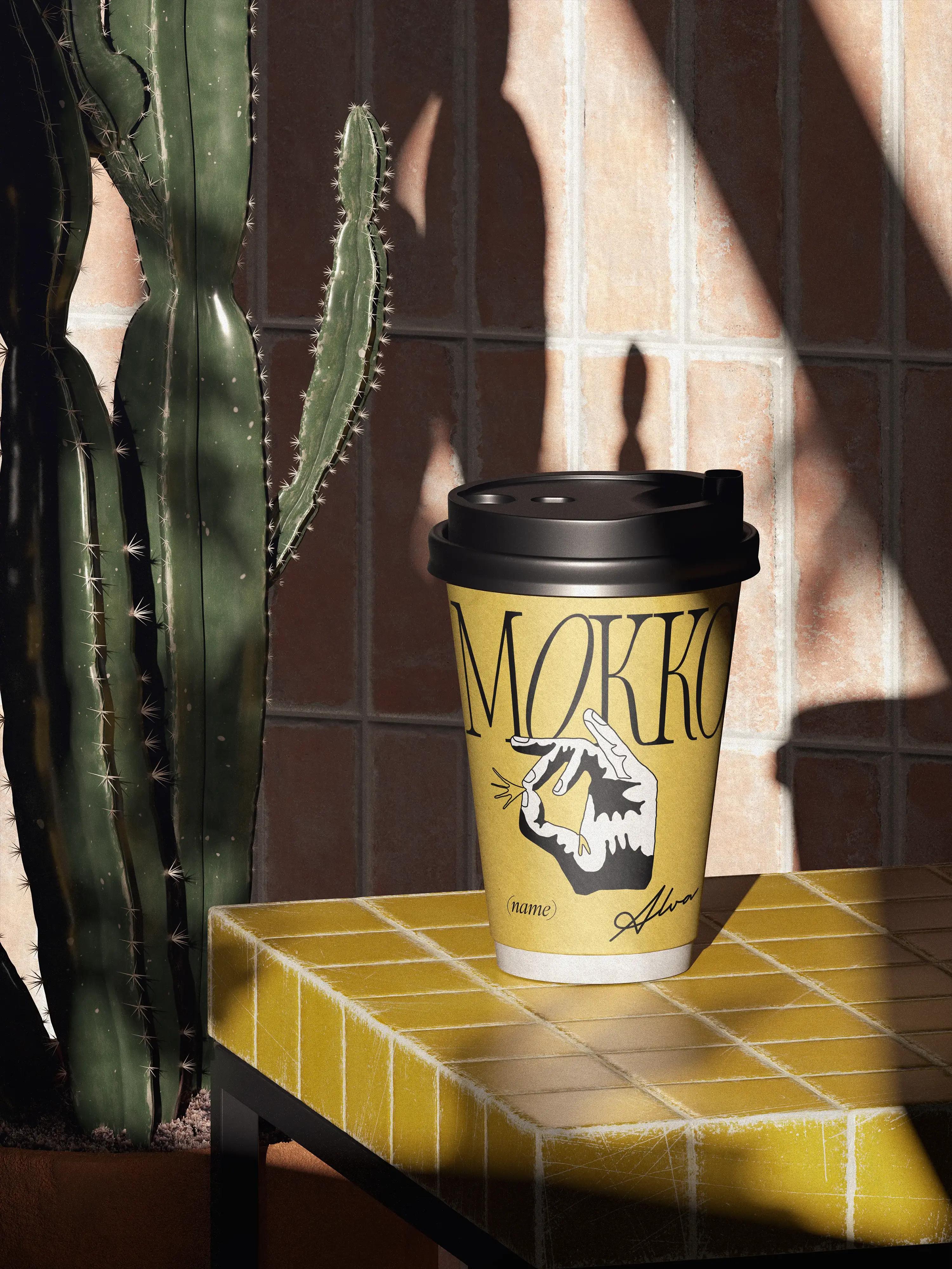 Coffee Paper Cup Mockup on Table - Front View