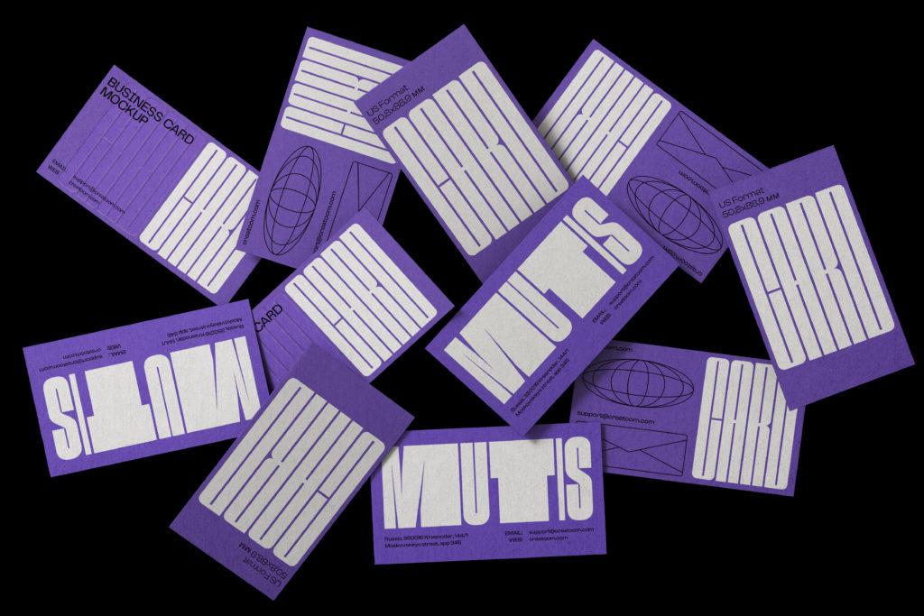 Scattered Business Card Mockups Top View