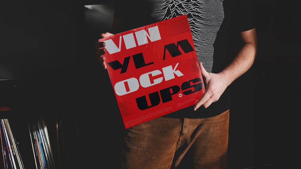 Mockup de capa de vinil com homem