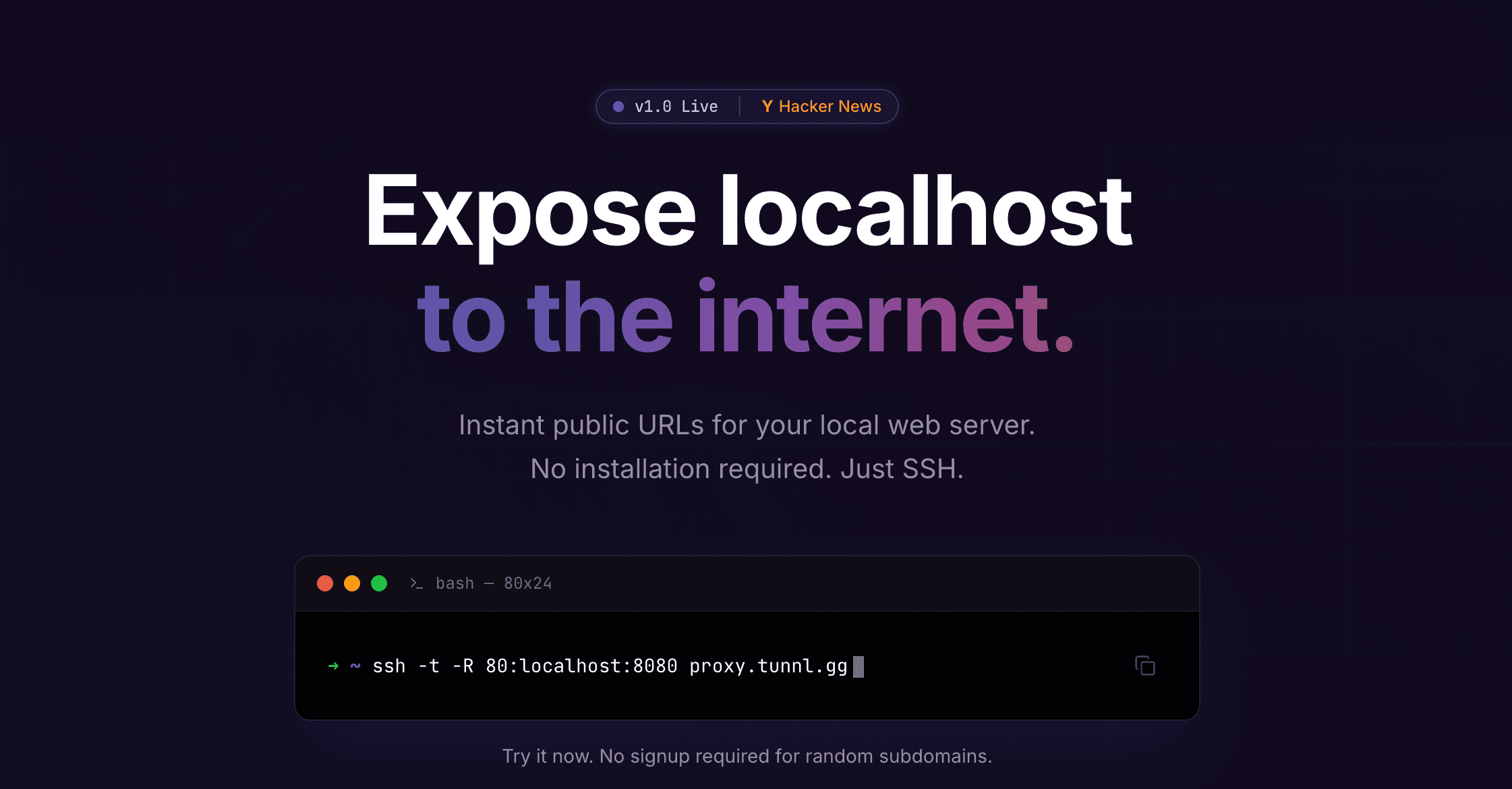 tunnl.gg - Expor localhost para a internet