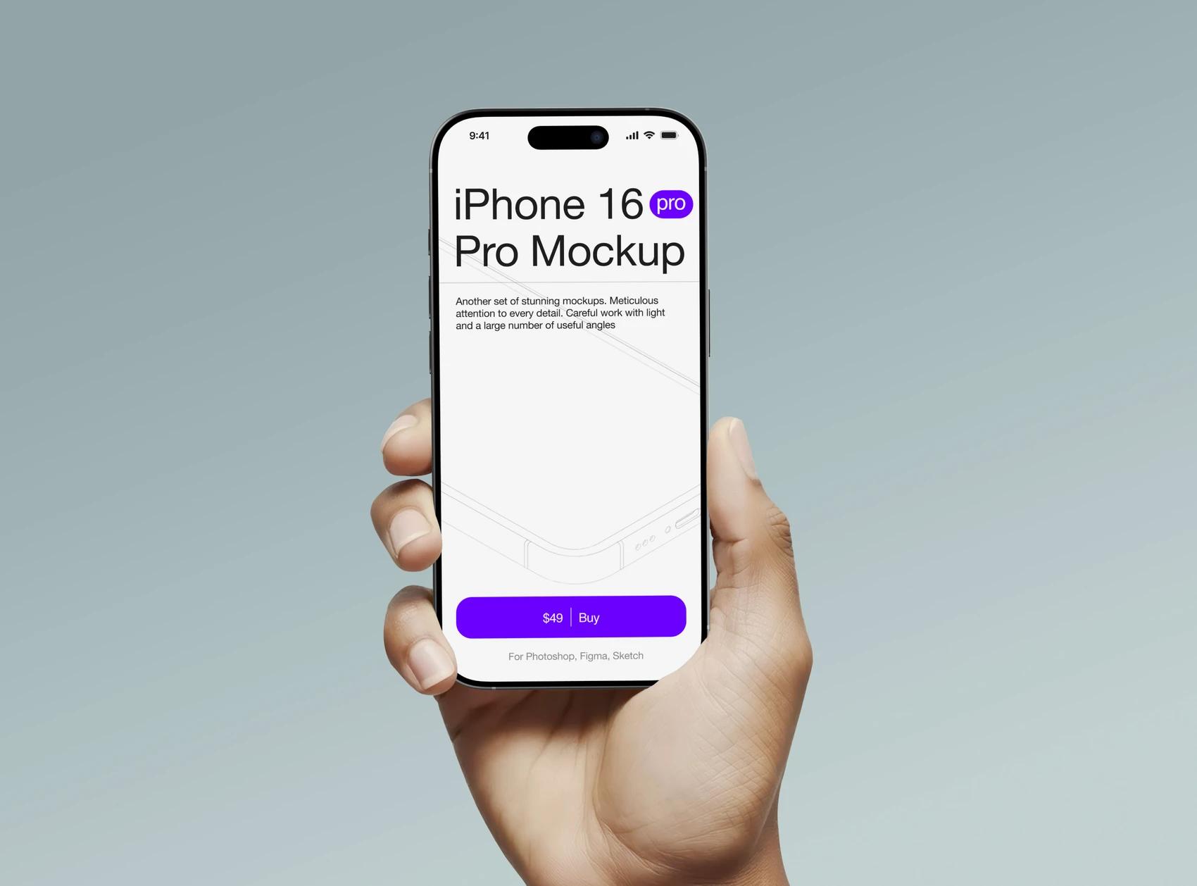 iPhone 16 Pro Mockup em Mão