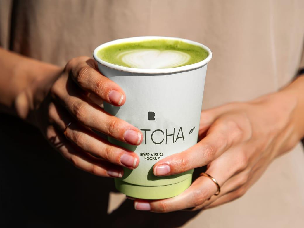 Matcha Paper Cup Branding Mockup